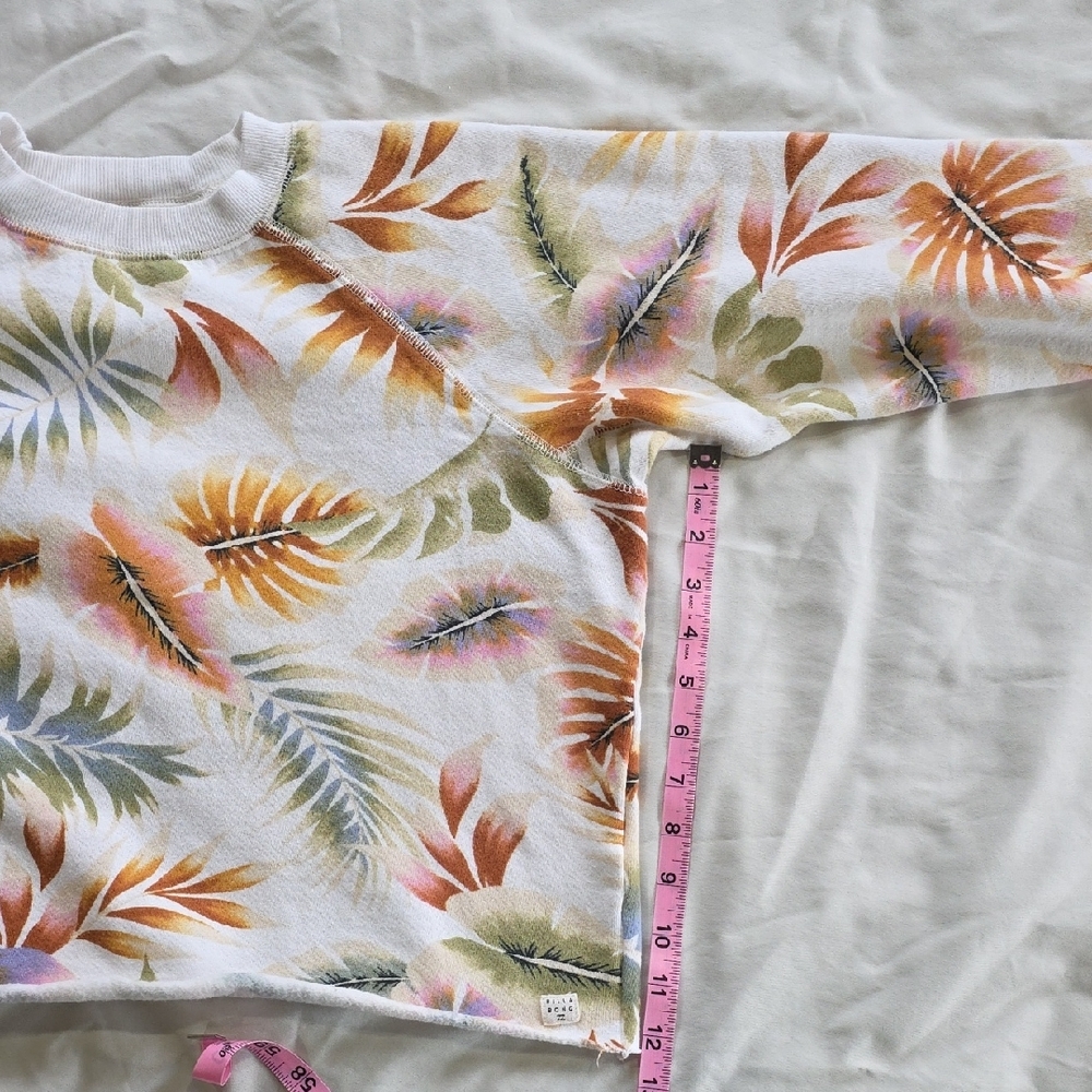 Billabong Cream Sweatshirt with Hawaiian Leaves Small - Picture 8 of 9